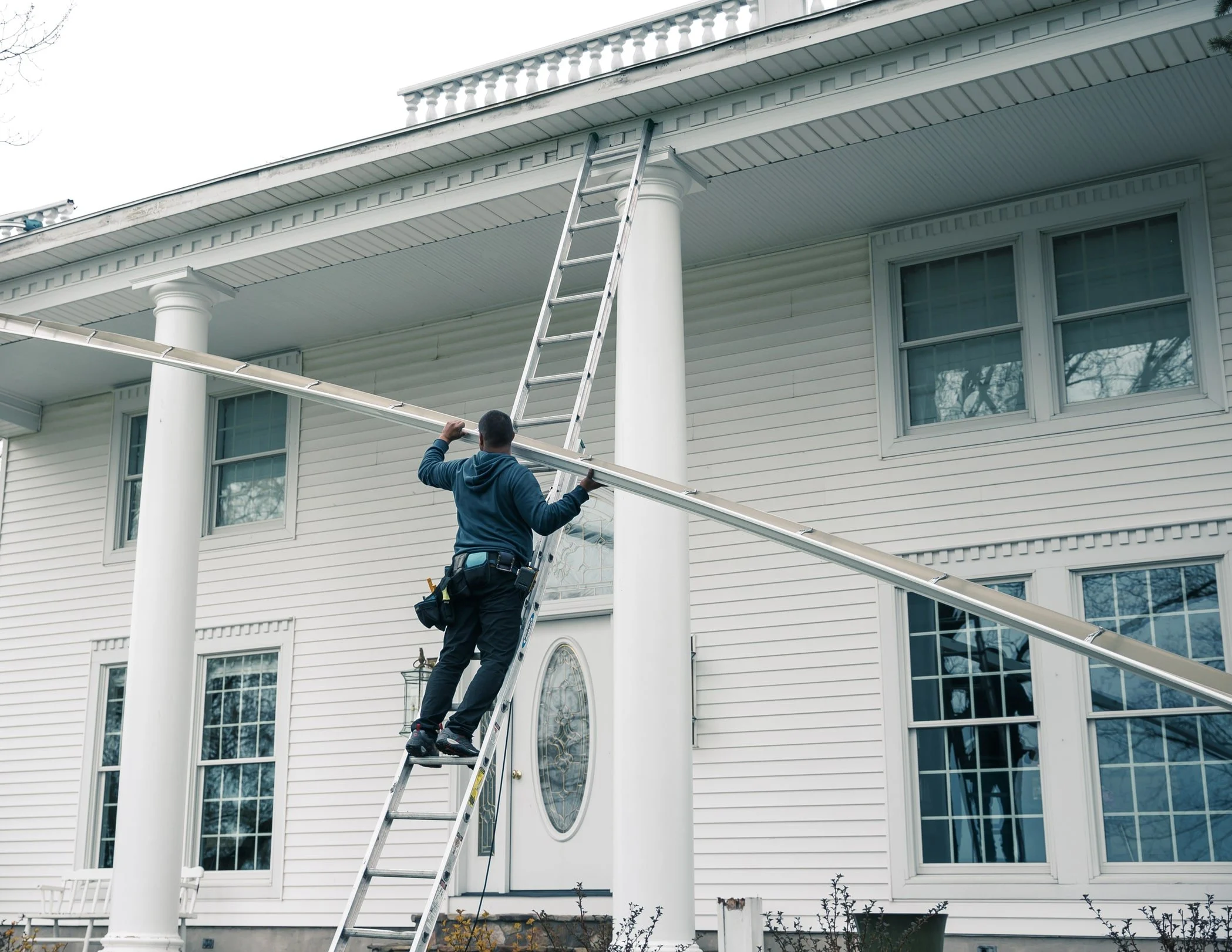White gutter replacement on White Home