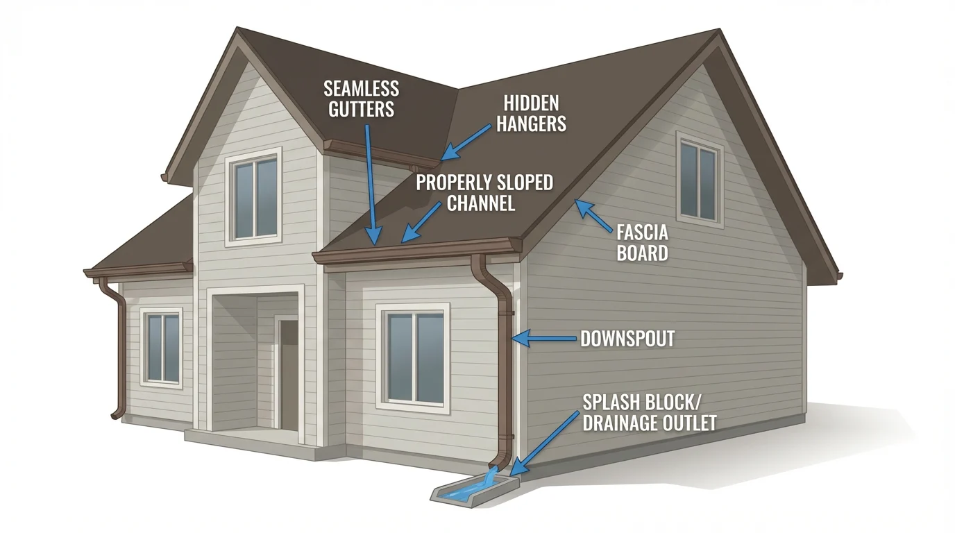 Graphic of a gutter system in a home