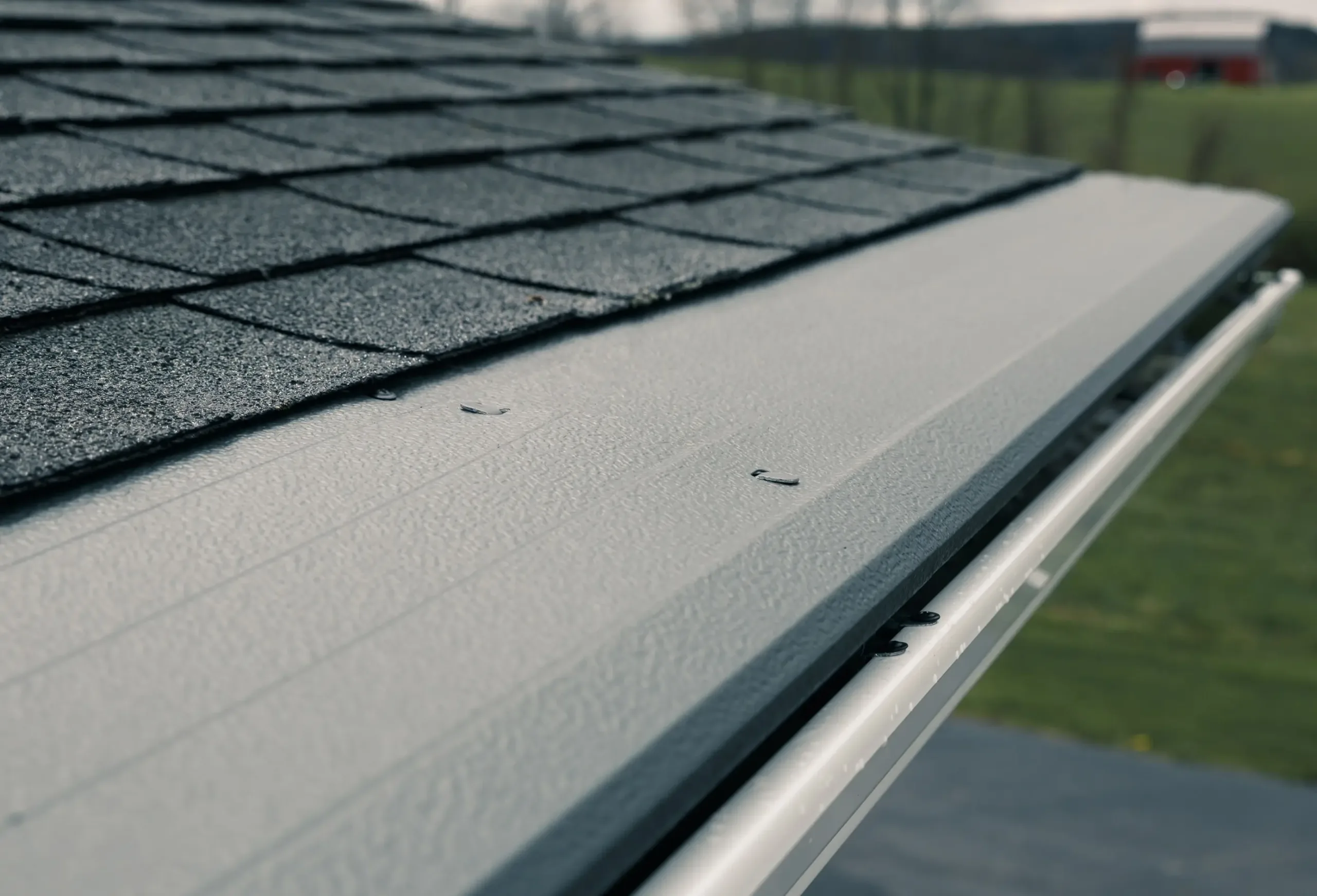 Gutter Helmet on White Seamless Gutters installed by Pearson Seamless Gutters